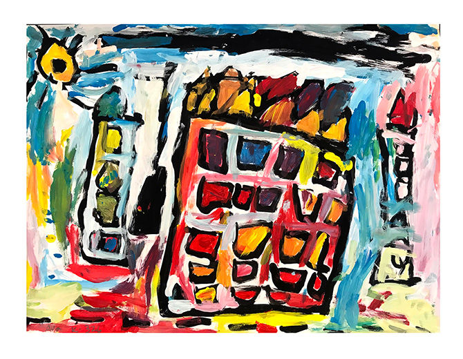 mounted and signed. SALE abstract monoprint piece by Jess Levine